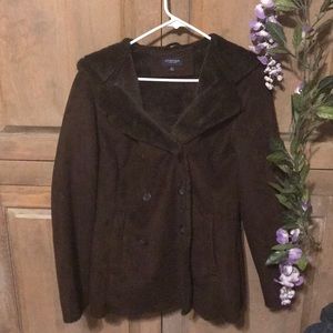 💥Sale💥 Dark Brown Suede Fur hooded jacket